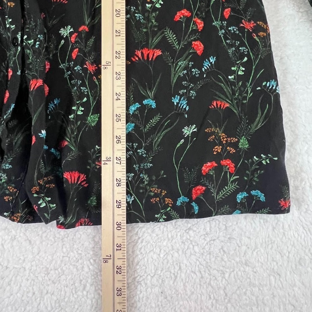 Lane Bryant 24 Black Floral Button Front Blouse 100% Viscose Long Sleeve Plus - Picture 4 of 7